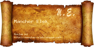 Mancher Elek névjegykártya